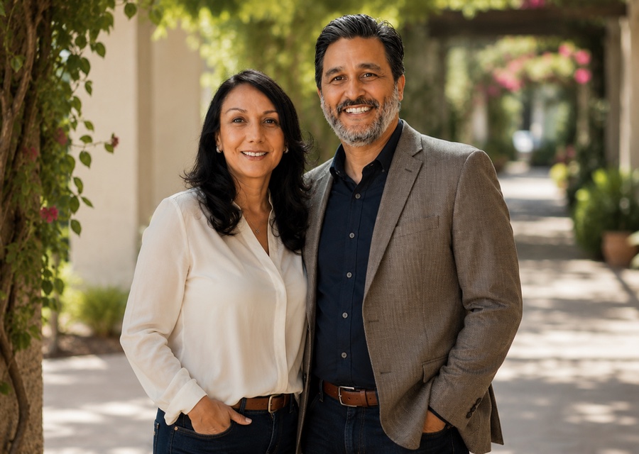 Andrew and Maria Segovia smiling together