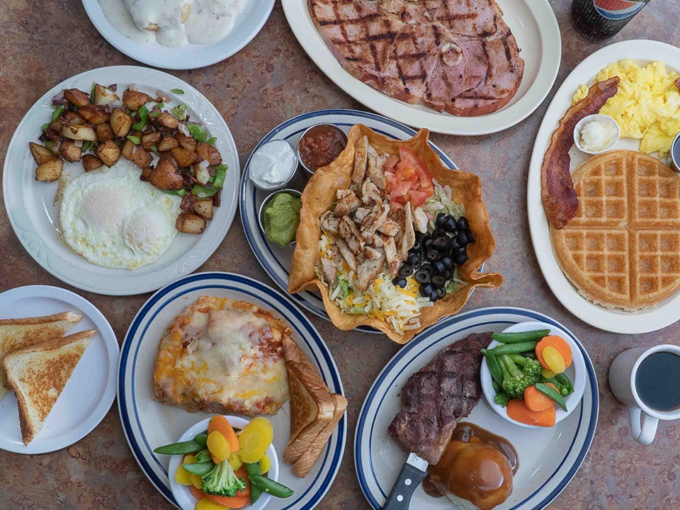 Fresh-cooked food from the Strikes and Spares Grill