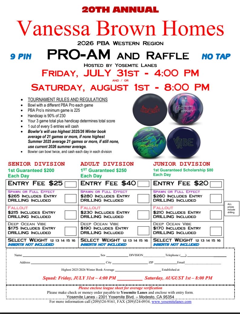 Flyer for the 20th Annual Vanessa Brown Homes Pro-Am, 2026